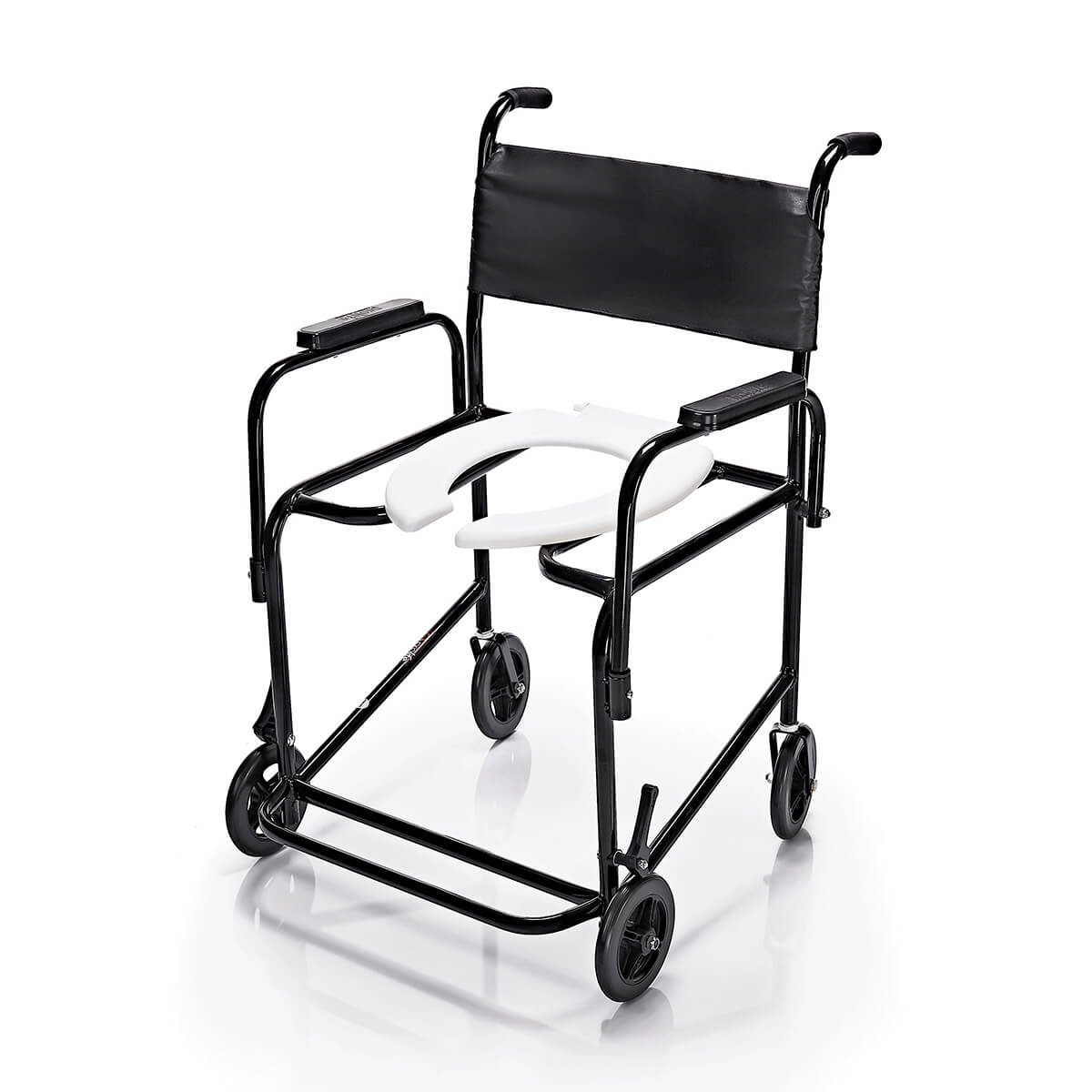 CARACTERÍSTICAS


	Largura interna útil 52cm
	Estrutura monobloco
	Apoio de braços escamoteável
	Freios dianteiros
	Apoio de pés fixo


DIMENSÕES


	Profundidade interna útil — 41cm
	Altura do assento ao chão — 51cm
	Altura do encosto — 31cm
	Profundidade da cadeira — 63cm
	Largura da cadeira — 65cm


DETALHES


	Suporta até — 130kg
	Peso da cadeira — 10kg


EMBALADA EM 2 UNIDADES
VENDIDA EM MÚLTIPLOS DE 2
